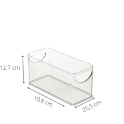 Bac rectangulaire en plastique transparent avec 2 poignées