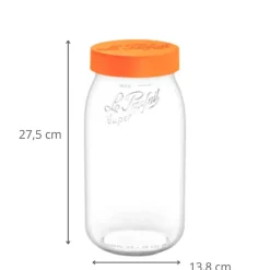 Bocal en verre avec couvercle 3L orange