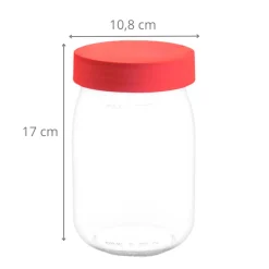 Bocal en verre 1 litre couvercle rouge
