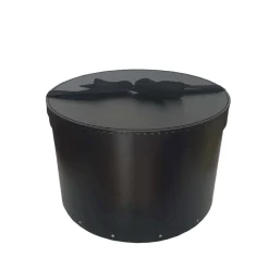 Boîte à chapeaux en carton noir avec ruban (M)