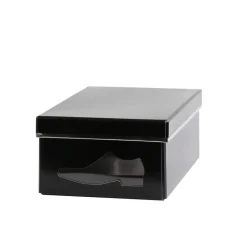 Boîte à chaussures en carton noir avec fenêtre