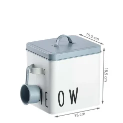 Boîte à croquettes pour chat en métal avec pelle
