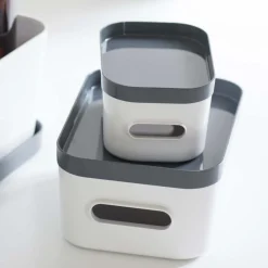 Boîte de rangement en plastique blanc pour cuisine ou salle de bain M