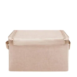 Boîte de rangement en tissu beige avec armature M