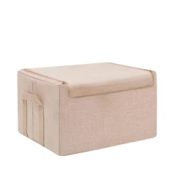 Boîte de rangement en tissu beige avec armature M