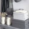Boîte de rangement en tissu gris rigide et pliable L