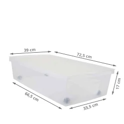 Boîte de rangement sous le lit à roulettes 33 litres