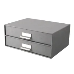 Boîte à 2 tiroirs en carton gris flanelle