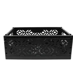 Cagette en plastique noir empilable et pliable