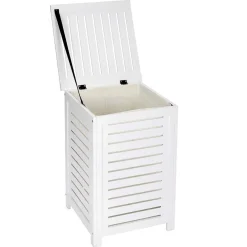 Coffre à linge sale en bois blanc