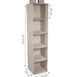 Etagère suspendue 5 étages en tissu épais sable