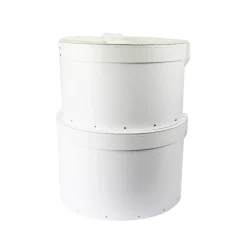 Grande boîte à chapeau blanche avec ruban blanc (L)