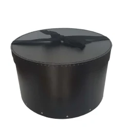 Grande boîte à chapeaux noire avec ruban (L)