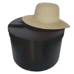 Grande boîte à chapeaux noire avec ruban (L)