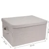 Grande boîte de rangement en tissu beige L
