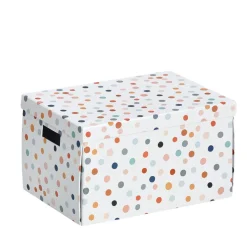 Grande boîte de rangement à pois format A4