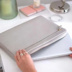 Housse pour ordinateur 15 pouces en simili cuir gris clair