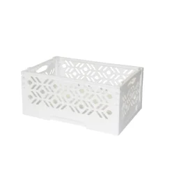 Mini Cagette en plastique blanc empilable et pliable