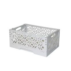 Mini Cagette en plastique gris clair empilable et pliable