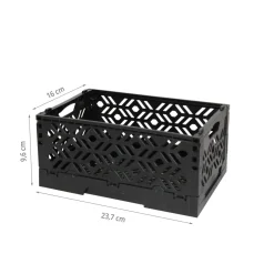 Mini Cagette en plastique noir empilable et pliable
