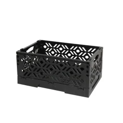 Mini Cagette en plastique noir empilable et pliable