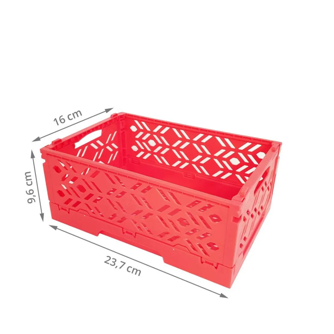Mini Cagette en plastique rose orangé empilable et pliable