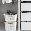 Panier de rangement en plastique recyclé avec couvercle en bambou 13 litres