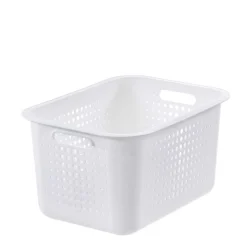 Panier de rangement en plastique recyclé avec couvercle en bambou 13 litres