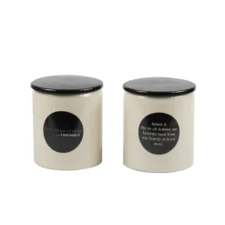Pot en céramique crème avec pastille et couvercle noirs