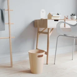 Poubelle de bureau en bois crème