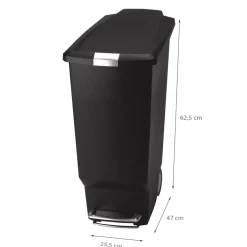 Poubelle noire étroite de 40 L à 2 roues pour extérieur ou intérieur - Simple Human