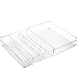 Range-couverts télescopique et transparent à 4 compartiments