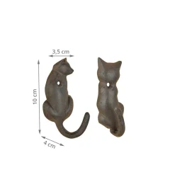 Set de 2 patères chat en fonte