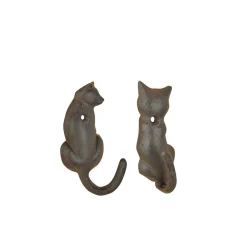 Set de 2 patères chat en fonte